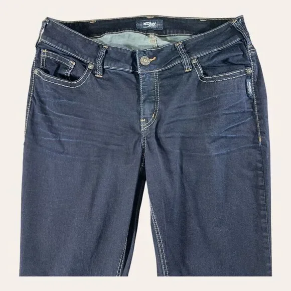 Silver Jeans Womens 36x30 Suki Slim Boot Mid Rise Stretch Dark Wash - Picture 8 of 13